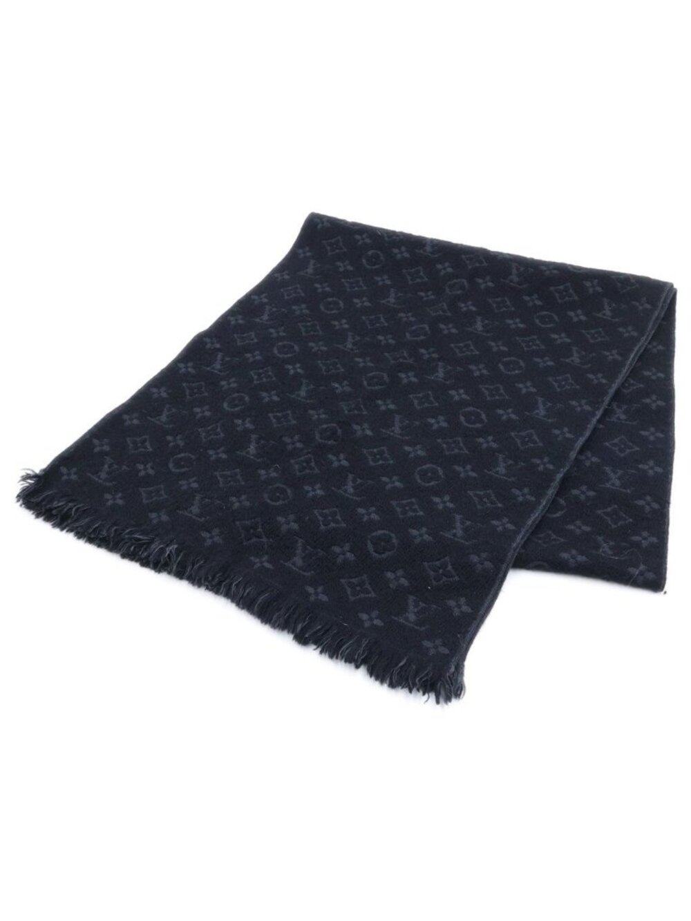 Louis Vuitton Echarpe Monogram Classic Wool Scarf Shawl Black